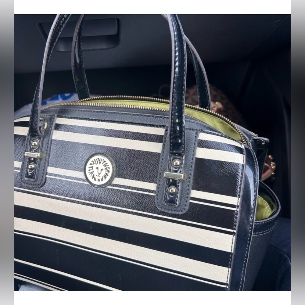 Black and White Striped Anne Klein Handbag (Rare) - Picture 3 of 6